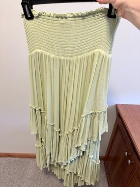 Light Green Ruffled Tiered Maxi Skirt